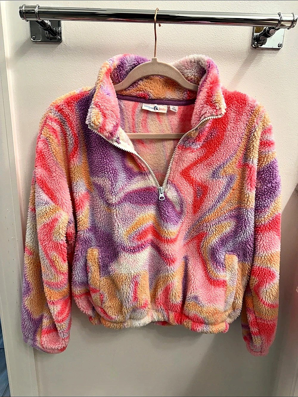 sugar & jade Abstract Fleece Jacket Pink & Purple XL